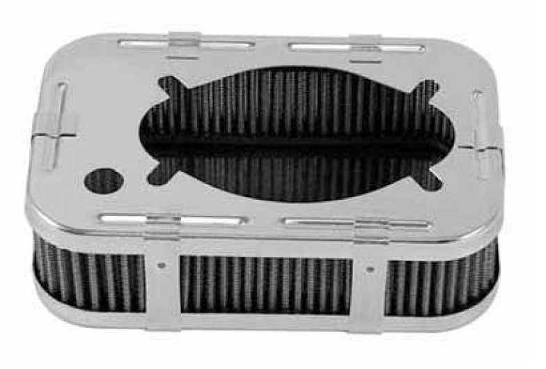 Chrome Rectangular Air Filter - 32/36 Progressive Carburettor Air Filter - 45mm High