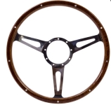 SSP Mahogany Steering Wheel - 380mm - 9 Rivets - Wide Slots - Dished