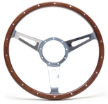 SSP Mahogany Steering Wheel - 380mm - 18 Rivets - Wide Slots - Dished