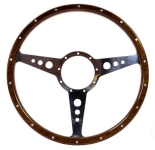 SSP Mahogany Steering Wheel - 380mm - 18 Rivets - Holed Spokes - No Dish