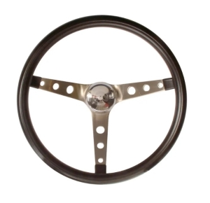 15 Inch Black Nostalgia Steering Wheel (Holes On Spokes 106mm Dish)