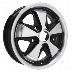 *NCA* TUV Approved 4.5 x 15 Black + Polished SSP Fook Alloy Wheel - 5x130 PCD