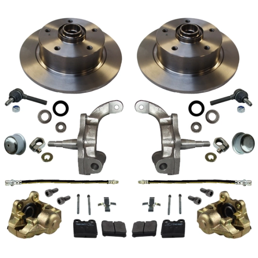 Beetle Front Disc Brake Conversion Kit 5x130 With Drop Spindles (Porsche Pattern) - 1950-65