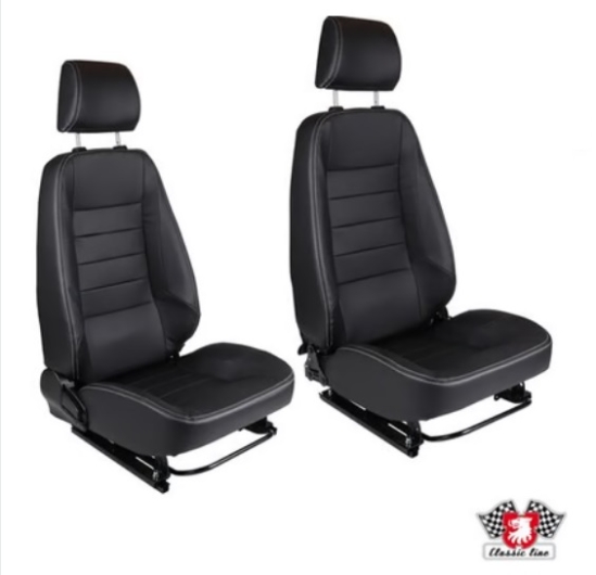Classic Line Sports Seat Set - Black - With Headrests - Universal