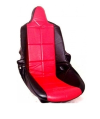 EMPI Buggy Plastic High Back Bucket Seat Cover In Black With Red Square Pattern Insert