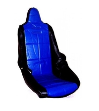EMPI Buggy Plastic High Back Bucket Seat Cover In Black With Blue Square Pattern Insert