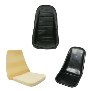 EMPI Buggy Plastic Bucket Seat Bundle Kit - Low Back With Black Square Covers