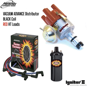 Vacuum Advance Distributor With Ignitor 2 Bundle Kit - Black Coil And Red HT Leads (Type 1 Engines)