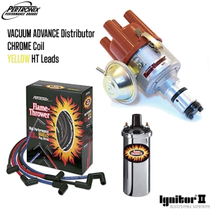 Vacuum Advance Distributor With Ignitor 2 Bundle Kit - Chrome Coil And Yellow HT Leads (Type 1 Engines)