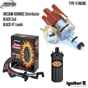 Vacuum Advance Distributor With Ignitor 2 Bundle Kit - Black Coil And Black HT Leads (Type 4 Engines)