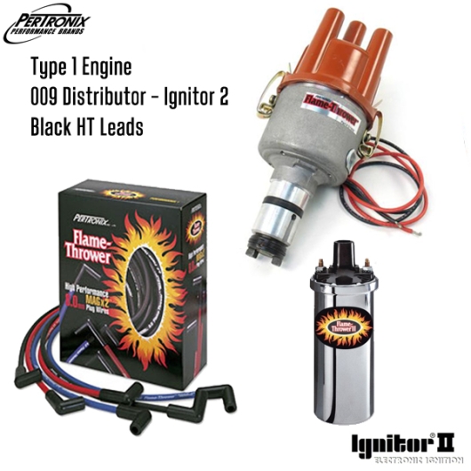 009 Distributor With Ignitor 2 Bundle Kit - Chrome Coil And Black HT Leads (Type 1 Engines)