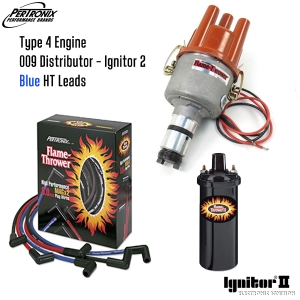 009 Distributor With Ignitor 2 Bundle Kit - Black Coil And Blue HT Leads (Type 4 Engines)