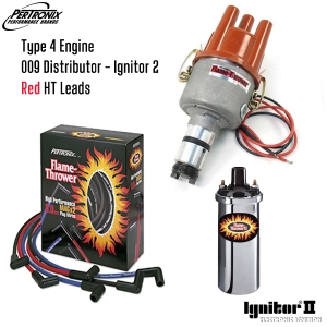 009 Distributor With Ignitor 2 Bundle Kit - Chrome Coil And Red HT Leads (Type 4 Engines)