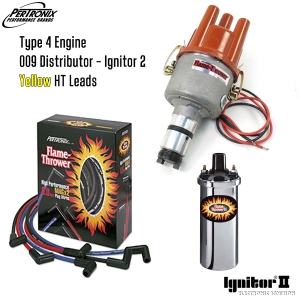 009 Distributor With Ignitor 2 Bundle Kit - Chrome Coil And Yellow HT Leads (Type 4 Engines)