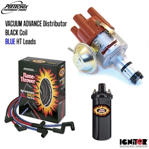 Vacuum Advance Distributor With Ignitor 1 Bundle Kit - Black Coil And Blue HT Leads (Type 1 Engines)
