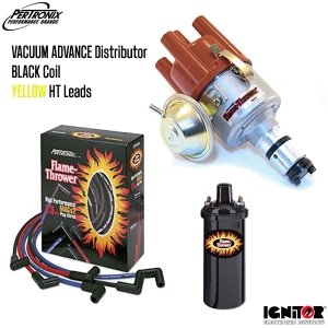 Vacuum Advance Distributor With Ignitor 1 Bundle Kit - Black Coil And Yellow HT Leads (Type 1 Engines)