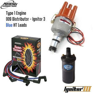 009 Distributor With Ignitor 3 Bundle Kit - Black Coil And Blue HT Leads (Type 1 Engines)