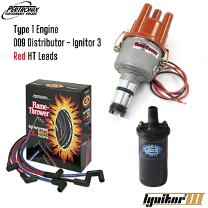 009 Distributor With Ignitor 3 Bundle Kit - Black Coil And Red HT Leads (Type 1 Engines)