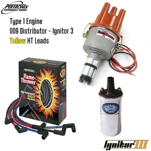 009 Distributor With Ignitor 3 Bundle Kit - Chrome Coil And Yellow HT Leads (Type 1 Engines)