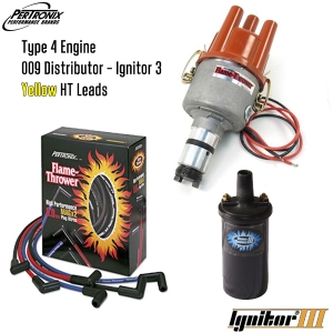 009 Distributor With Ignitor 3 Bundle Kit - Black Coil And Yellow HT Leads (Type 4 Engines)
