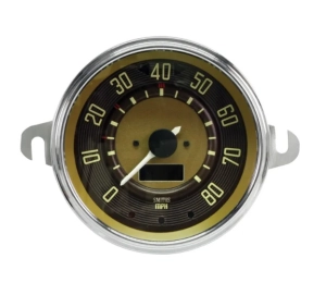 80MPH Smiths Digital Speedo - Brown Face With Silver Bezel