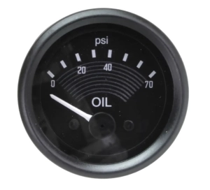 52mm Smiths Oil Pressure Gauge - Black Face With Black Bezel