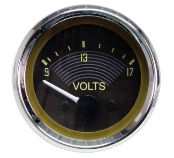 52mm Smiths Voltmeter Gauge - Brown Face With Silver Bezel