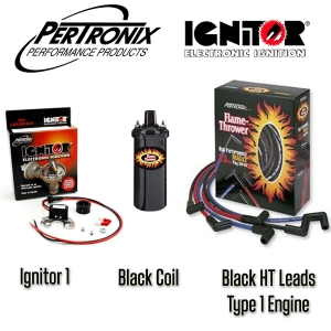 Pertronix Ignitor 1 Bundle Kit - Black Coil And Black Leads - Type 1 Engines