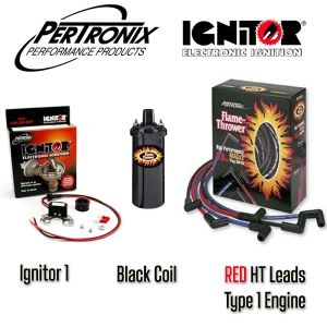 Pertronix Ignitor 1 Bundle Kit - Black Coil And Red Leads - Type 1 Engines