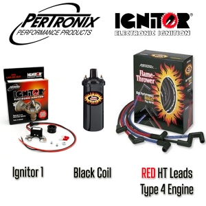 Pertronix Ignitor 1 Bundle Kit - Black Coil And Red Leads - Type 4 Engines
