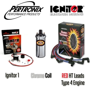 Pertronix Ignitor 1 Bundle Kit - Chrome Coil And Red Leads - Type 4 Engines