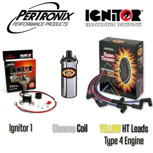 Pertronix Ignitor 1 Bundle Kit - Chrome Coil And Yellow Leads - Type 4 Engines