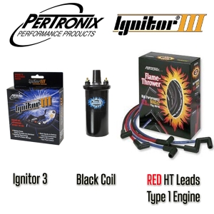 Pertronix Ignitor 3 Bundle Kit - Black Coil And Red Leads - Type 1 Engines
