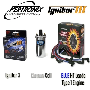 Pertronix Ignitor 3 Bundle Kit - Chrome Coil And Blue Leads - Type 1 Engines
