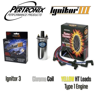 Pertronix Ignitor 3 Bundle Kit - Chrome Coil And Yellow Leads - Type 1 Engines