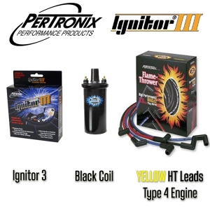 Pertronix Ignitor 3 Bundle Kit - Black Coil And Yellow Leads - Type 4 Engines