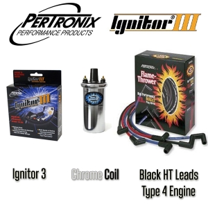 Pertronix Ignitor 3 Bundle Kit - Chrome Coil And Black Leads - Type 4 Engines