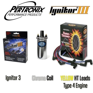 Pertronix Ignitor 3 Bundle Kit - Chrome Coil And Yellow Leads - Type 4 Engines