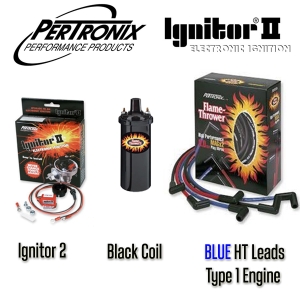 Pertronix Ignitor 2 Bundle Kit - Black Coil And Blue Leads - Type 1 Engines