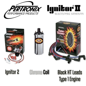 Pertronix Ignitor 2 Bundle Kit - Chrome Coil And Black Leads - Type 1 Engines