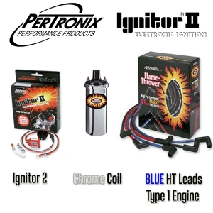 Pertronix Ignitor 2 Bundle Kit - Chrome Coil And Blue Leads - Type 1 Engines