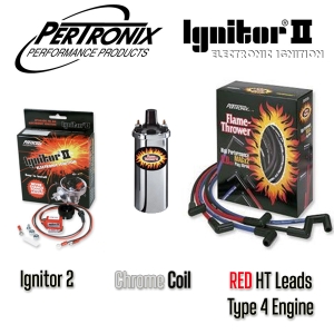 Pertronix Ignitor 2 Bundle Kit - Chrome Coil And Red Leads - Type 4 Engines