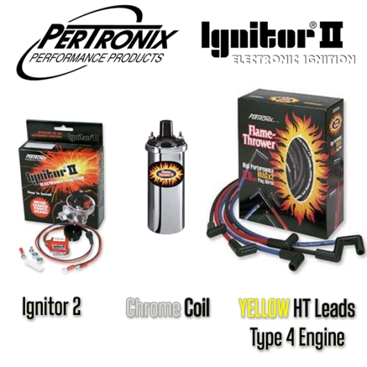 Pertronix Ignitor 2 Bundle Kit - Chrome Coil And Yellow Leads - Type 4 Engines