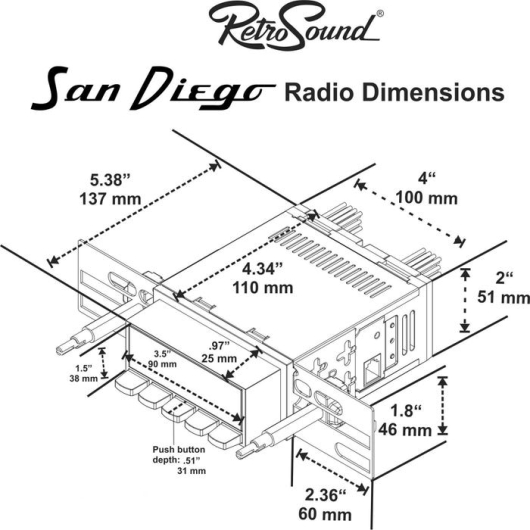 Retro Sounds San Diego DAB Radio Chrome Face With Chrome Buttons