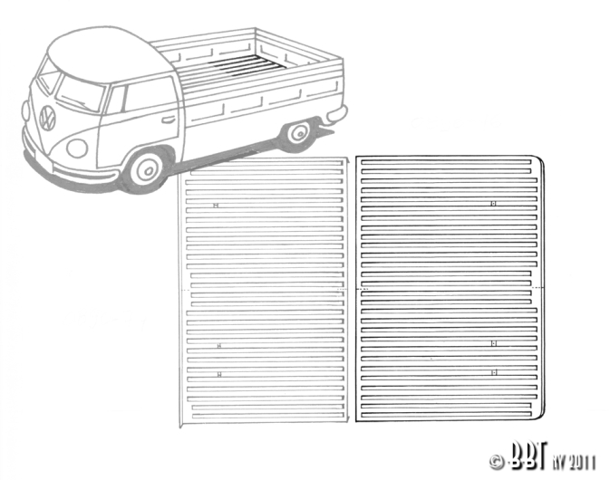 Splitscreen Pickup Load Bed Rear Half Ribbed Floor (1665mm X 900mm)