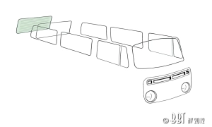 Baywindow Bus Green Tinted Heated Rear Window Glass