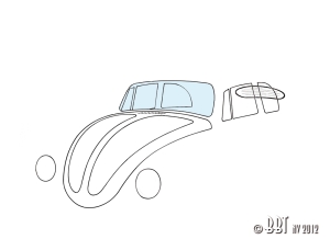 Beetle Cabriolet Front Windscreen (Flat Screen Models) - Clear Glass - 1958-64