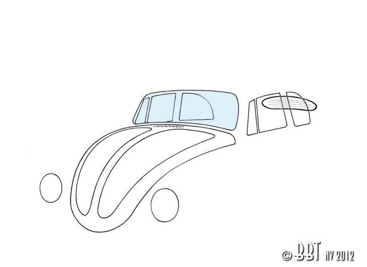 Beetle Cabriolet Front Windscreen (Flat Screen Models) - Clear Glass - 1964-72