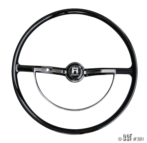 Karmann Ghia Steering Wheel - Black With Semi D Horn Push - 1960-71