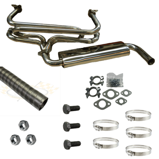 **NCA** Type 1 Stainless Steel Single Quiet Pack Exhaust System - Deluxe
